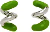 Sunnei Silver & Green Rubberized Fusillo Earrings In Silver Fern Green