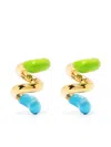 Sunnei Small Rubberized Curly Earrings In Gold
