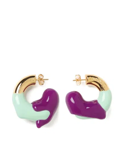 Sunnei Small Rubberized Hoop Earrings In Multi
