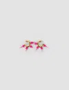 Sunnei Orecchini A Cerchio Piccoli Spike Rubberized In Gold,fuxia