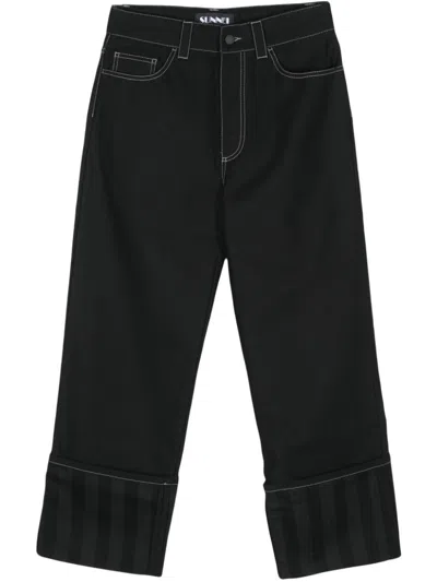 Sunnei Straight-leg Trousers In Black,black Stripes