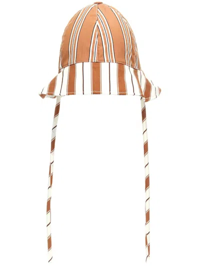 Sunnei Striped Bucket Hat In Neutrals