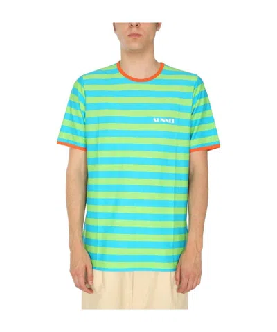 Sunnei Striped Casual T-shirt In Green