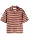 Sunnei Striped Cotton-blend Shirt In 7611 Bordeaux