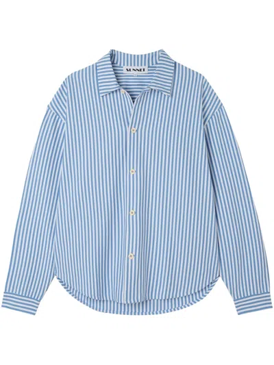 Sunnei Striped Cotton Shirt In Blue