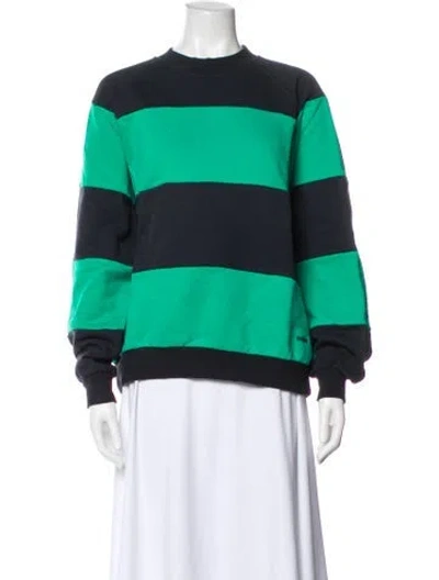 Pre-owned Sunnei Striped Crew Neck Sweatshirt In Green