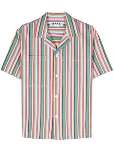 Sunnei Striped Denim Shirt In Blau
