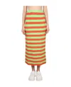 Sunnei Curled Striped Midi Skirt In Green