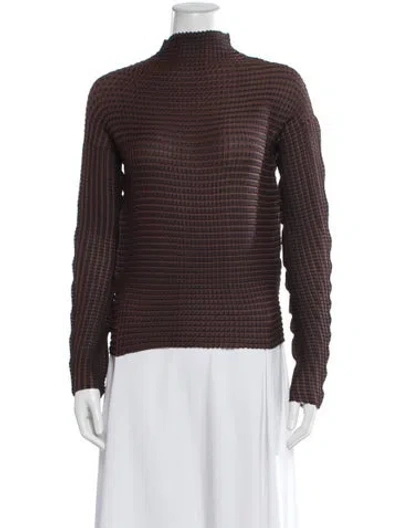 Pre-owned Sunnei Striped Mock Neck Top In Brown