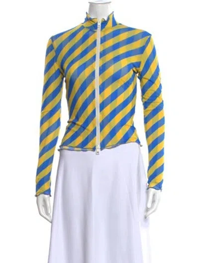 Pre-owned Sunnei Striped Mock Neck Top In Yellow
