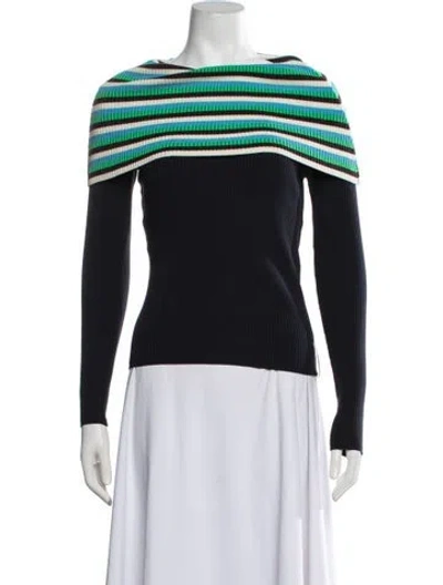 Pre-owned Sunnei Striped Off-the-shoulder Sweater W/ Tags In Blue