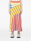 Sunnei Striped Panelled Midi Skirt In Yellow