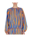 SUNNEI SUNNEI STRIPED PRINTED PUFF-SLEEVED BLOUSE