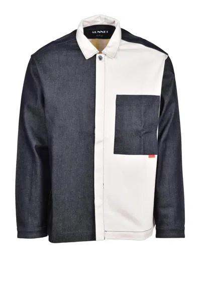 Sunnei Striped Shirt Blue/white - Cotton In Multi