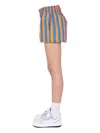 Sunnei Striped Pattern Shorts In Orange