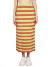 Sunnei Curled Striped Midi Skirt