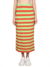 Sunnei Curled Striped Midi Skirt In Multicolour