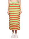 Sunnei Curled Striped Midi Skirt In Multicolour