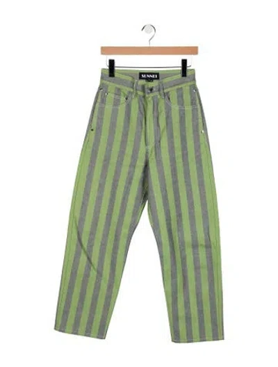 Pre-owned Sunnei Striped Straight Leg Pants In Green