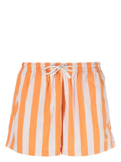 Sunnei Striped Swim Shorts In Orange