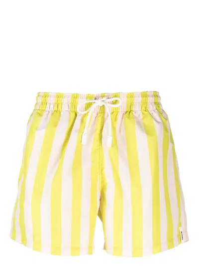Sunnei Striped Swim Shorts In Yellow