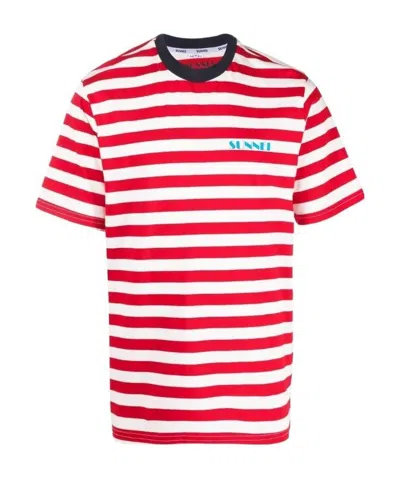 Sunnei Striped T-shirt In Pink