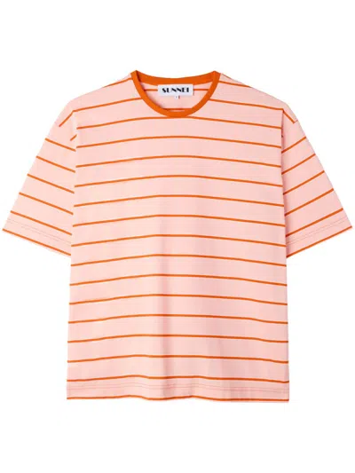 Sunnei Striped T-shirt In Nude