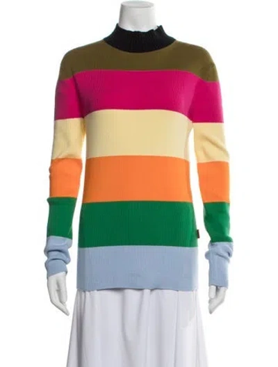 Pre-owned Sunnei Striped Turtleneck Sweater In Yellow