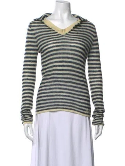 Pre-owned Sunnei Striped V-neck Top In Multi