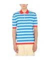 Sunnei Stripped Knitted Polo Shirt In Blue