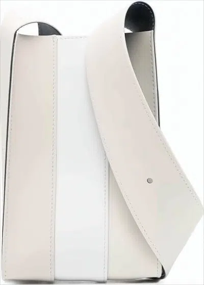 Sunnei Structured Leather Crossbody Bag With Geometric Color Blocking In White