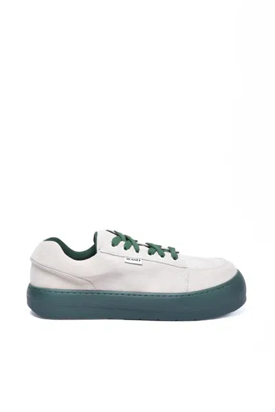 Sunnei Suede Sneakers - Beige/green In Gray