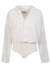 Sunnei Logo-jacquard Long-sleeve Bodysuit In White