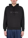 Sunnei Relaxed-fit Black Hoodie With Subtle Embossed Logo