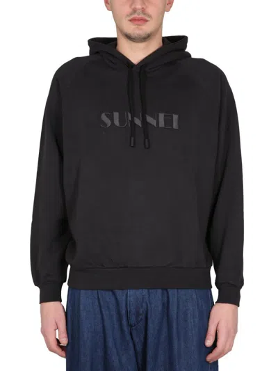 Sunnei Sweatshirt With Logo Embroidery In Black