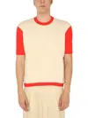 Sunnei T-shirt With Contrasting Profiles In Neutral