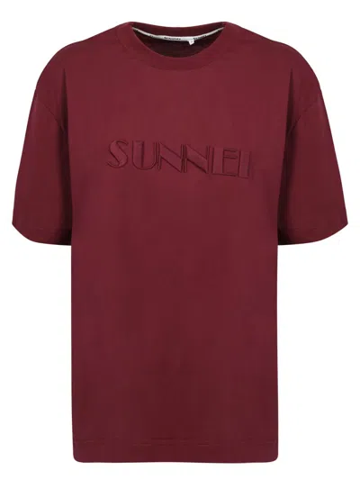 Sunnei Embroidered Logo T-shirt In Red