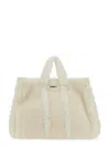 Sunnei Designer Handbags Teddy Fleece Bag In White