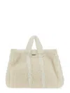 Sunnei Designer Handbags Teddy Fleece Bag In White