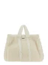 Sunnei Designer Handbags Teddy Fleece Bag In White