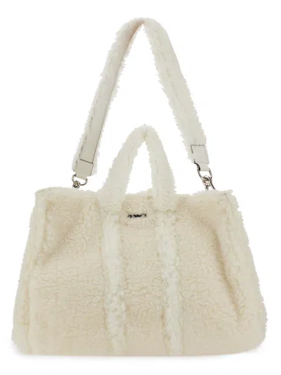 Sunnei Teddy Fleece Shoulder Bag In White