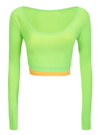 Sunnei Green Longsleeve Scoop Neck Top