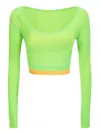 Sunnei Tablespoon Collar Layered Short T-shirt In Green