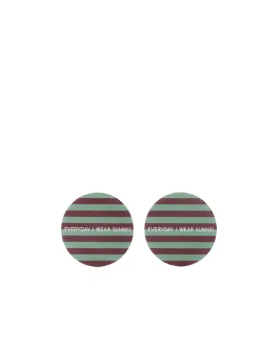 Sunnei Two Pieces Of Striped Record Cushion In Red