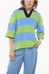 Sunnei Two-tone Crochet Sweater With Polo Neck