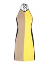 Sunnei Black, Yellow, Beige And White Cotton Dress In Multicolour