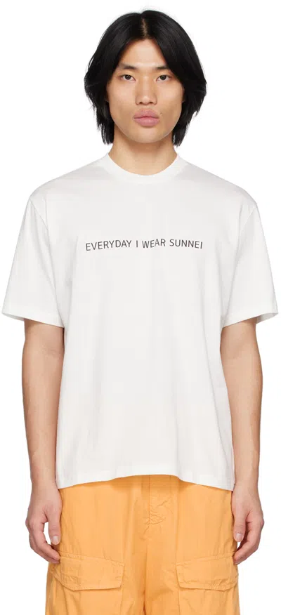 Sunnei Crewneck T-shirt With Logo Embossing In White