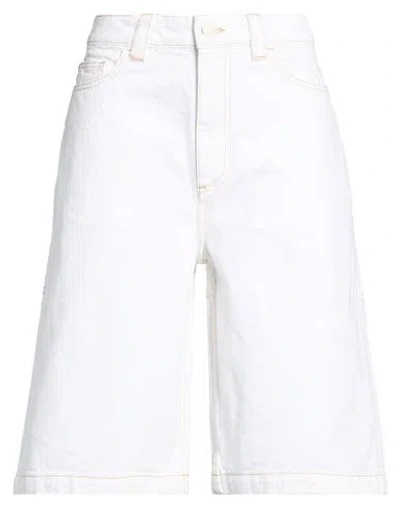 Sunnei Woman Denim Shorts White Size L Cotton