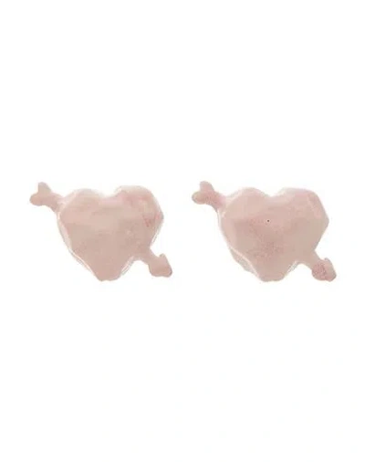 Sunnei Woman Earrings Light Pink Size - Plastic, Metal