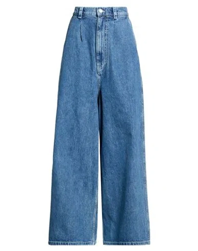 Sunnei Woman Jeans Blue Size S Cotton In Animal Print
